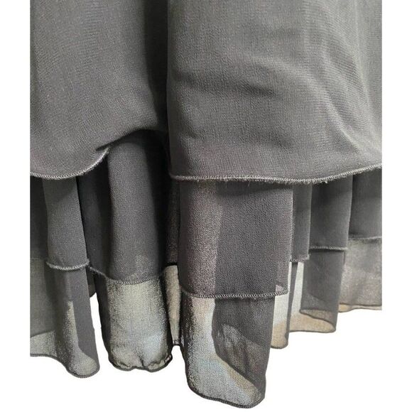 Forever 21 Black Chiffon Sleeveless V Neck‎ Rhinestone Swing Dress Sz Small - Picture 4 of 11